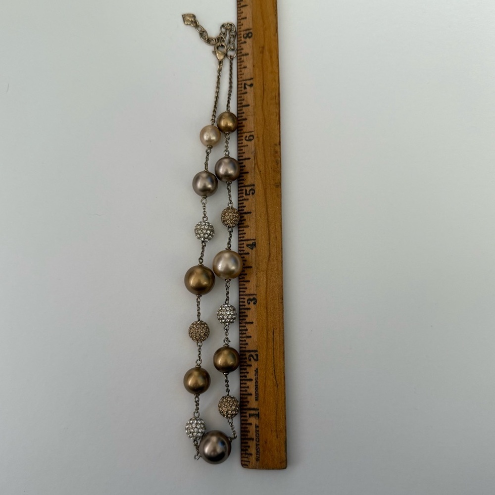 Y2K Carolee Gold-Tone Pearl & Crystal Bead Necklace - Picture 9 of 14